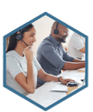 Customer service agents collaborating on call center models. Call Center Customer Service Training transforms mindsets and skills to resolve customer issues completely, strengthen relationships, and uncover revenue opportunities.